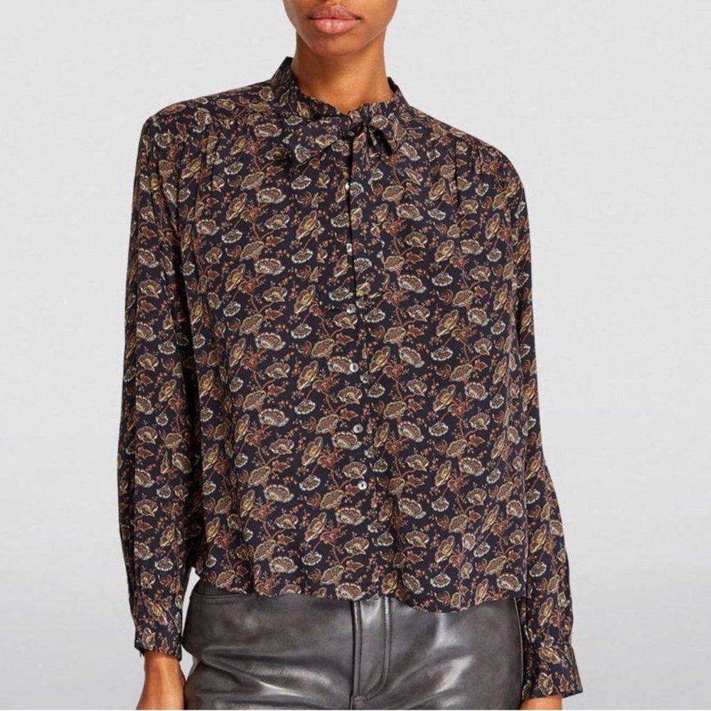 Doen, Judith Tie-neck Top, Navy Floral, Small - Picture 8 of 8